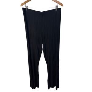 HM Black Ribbed Knit‎ Flare Leg Pants High Rise Loungewear Large 0996926